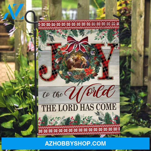 Lovely Christmas wreath, Birth of Jesus, Cranberry drawing, Joy to the world, the Lord has come - Jesus Flag