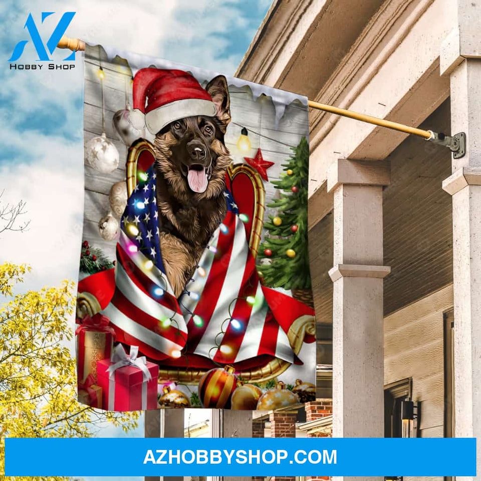 Lovely German Shepherd, Christmas eve, Christmas is coming - Jesus Flag