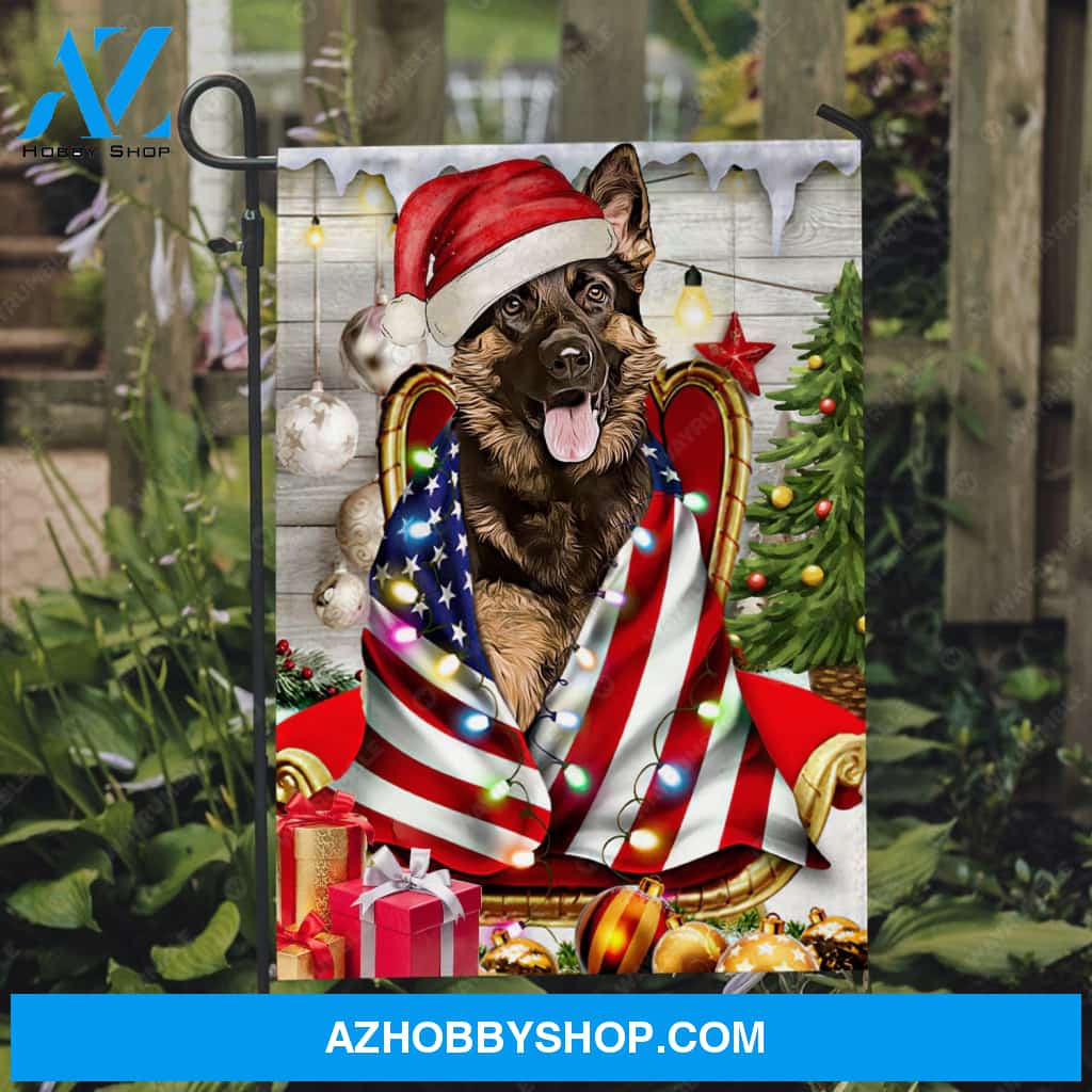 Lovely German Shepherd, Christmas eve, Christmas is coming - Jesus Flag