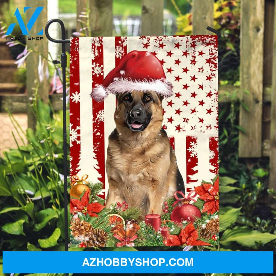 Lovely German Shepherd, Cute dog, American flag, Christmas decoration - Jesus Flag