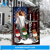 Lovely snowman drawing, Jesus painting, American flag, Faith, Hope, Love - Jesus Flag