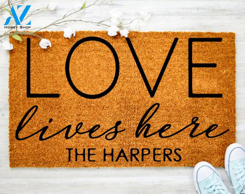 LOVES Live here Family Doormat Custom House Decor Porch Decor Housewarming Doormat Coir doormat Custom Doormat