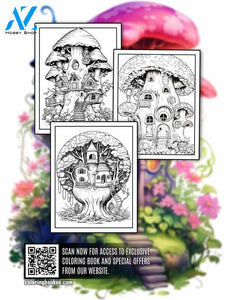 Magical Tiny Houses 30 Pages Printable Coloring Book