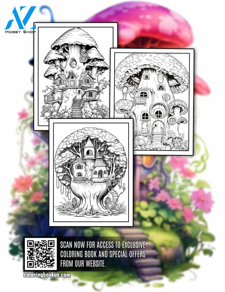 Magical Tiny Houses 30 Pages Printable Coloring Book