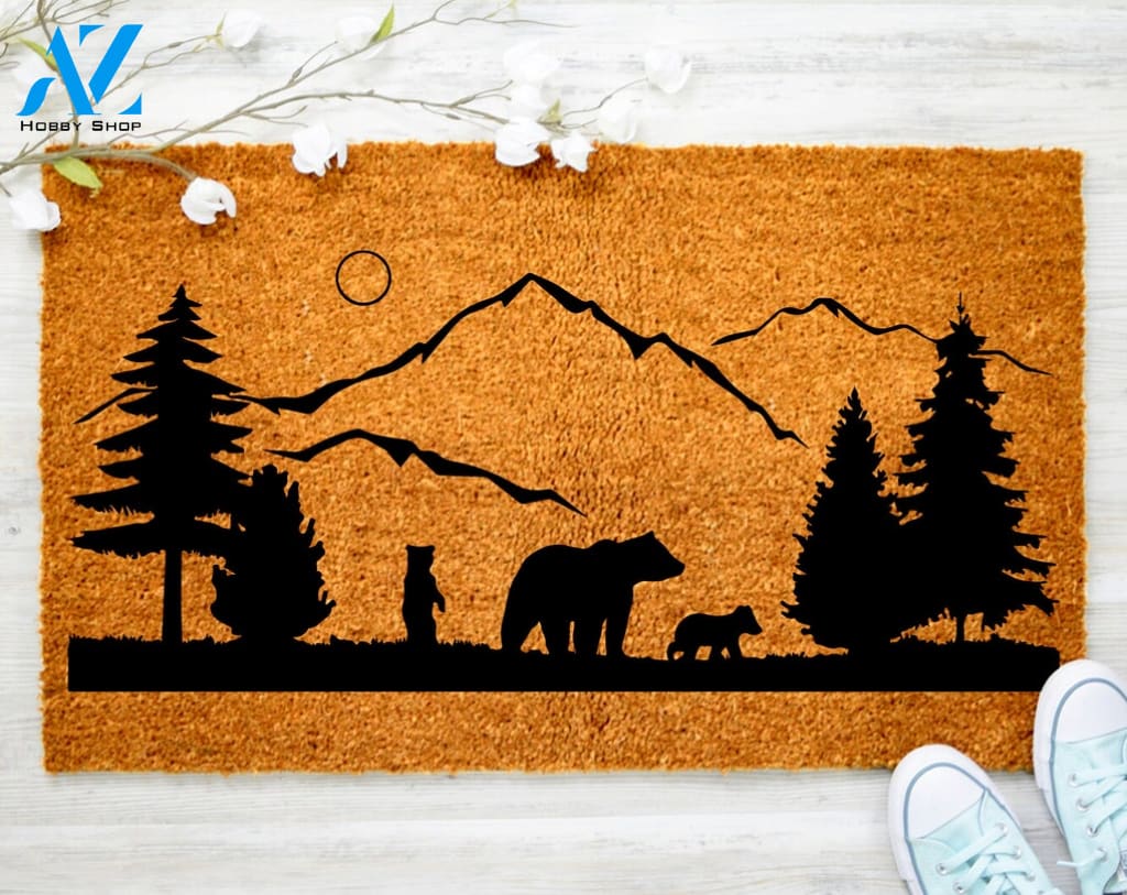 Mama Bear Camping Doormat Forest Mountain Doormat Doormat Housewarming Gift Doormat