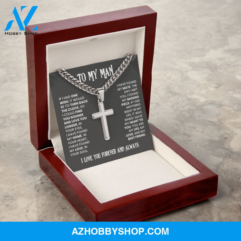 Man - One Wish - Cross Cuban Link Chain
