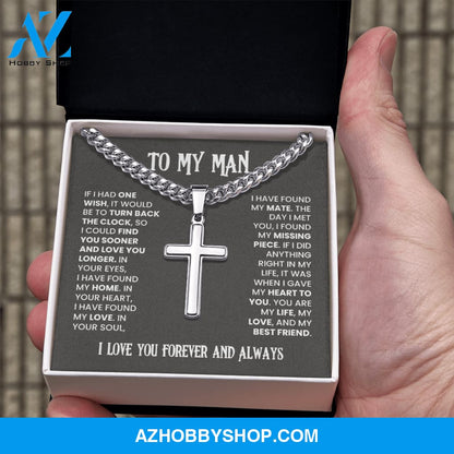 Man - One Wish - Cross Cuban Link Chain