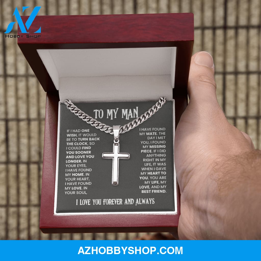 Man - One Wish - Cross Cuban Link Chain