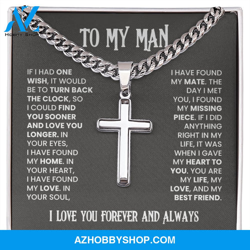 Man - One Wish - Cross Cuban Link Chain