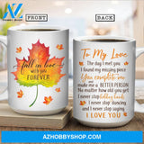 Maple leaves, Autumn painting, Fall in love with you forever - Couple White Mug