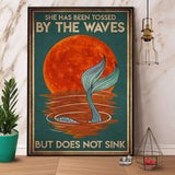 [CUSTOM] Mermaid Sunset She Has Been Tossed By The Waves But Does Not Sink Paper Poster Matte Canvas Wall Decor - 18x12 Inches