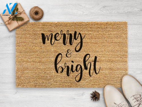 Merry And Bright Christmas Mat - Christmas Door Mat - Holiday Season - Housewarming Gift- Christmas Decor - Christmas