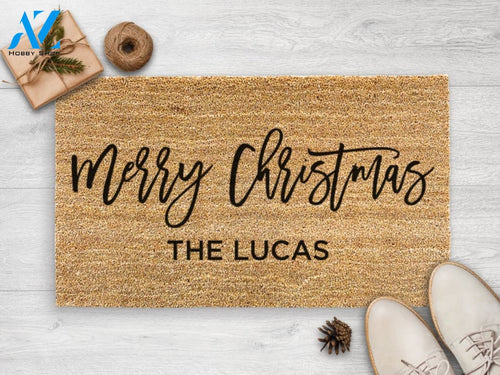 Merry Christmas Family Doormat - Personalized Christmas Doormat - New Home Gift - Housewarming Gift- Christmas Decor -