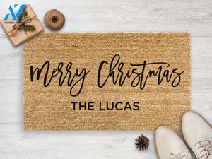 Merry Christmas Family Doormat - Personalized Christmas Doormat - New Home Gift - Housewarming Gift- Christmas Decor -