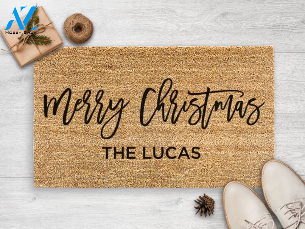 Merry Christmas Family Doormat - Personalized Christmas Doormat - New Home Gift - Housewarming Gift- Christmas Decor -