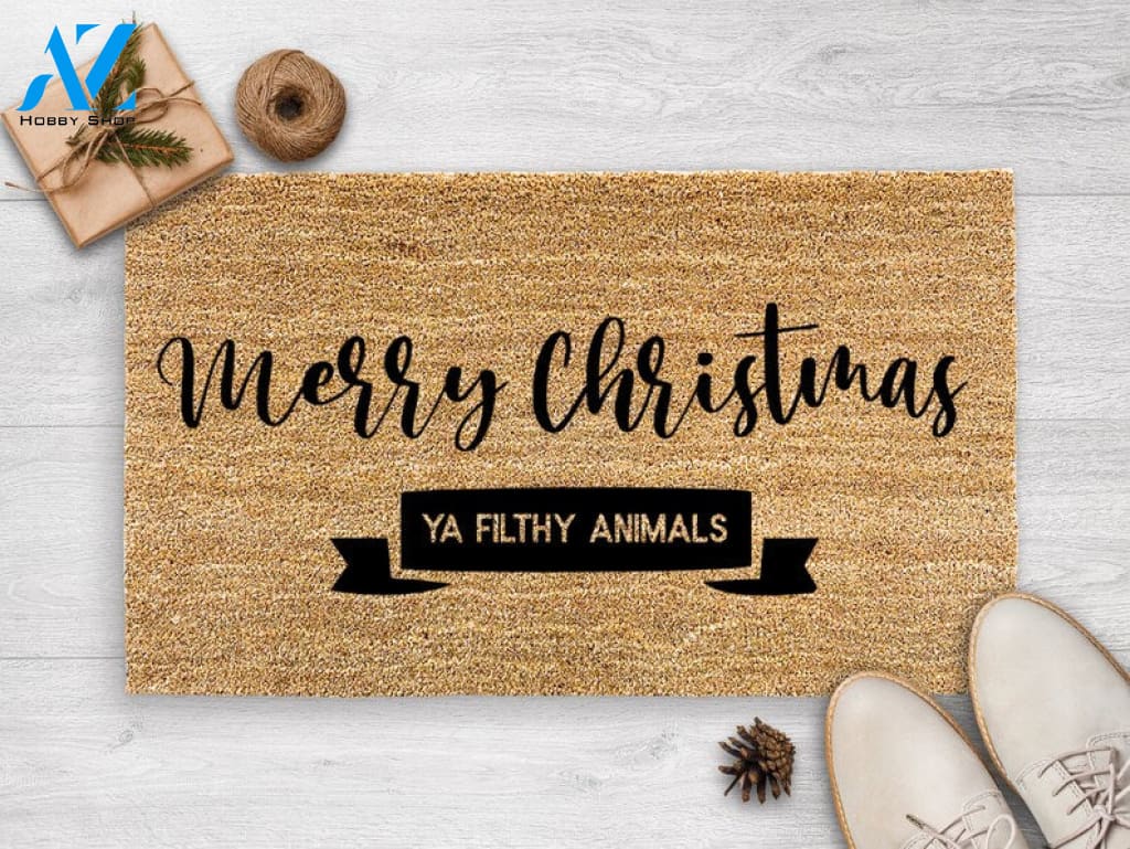 Merry Christmas Ya Filthy Animals - Christmas Door Mat - Holiday Decor - Christmas Gifts - Home Alone Rug - Porch
