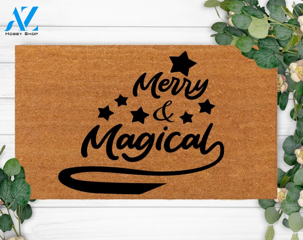 Merry % Magical -Your Custom Design Door Mat-Custom Rug-Business Logo-Welcome Mat-Newlyweds Gift-Coir Mat-Bridal present