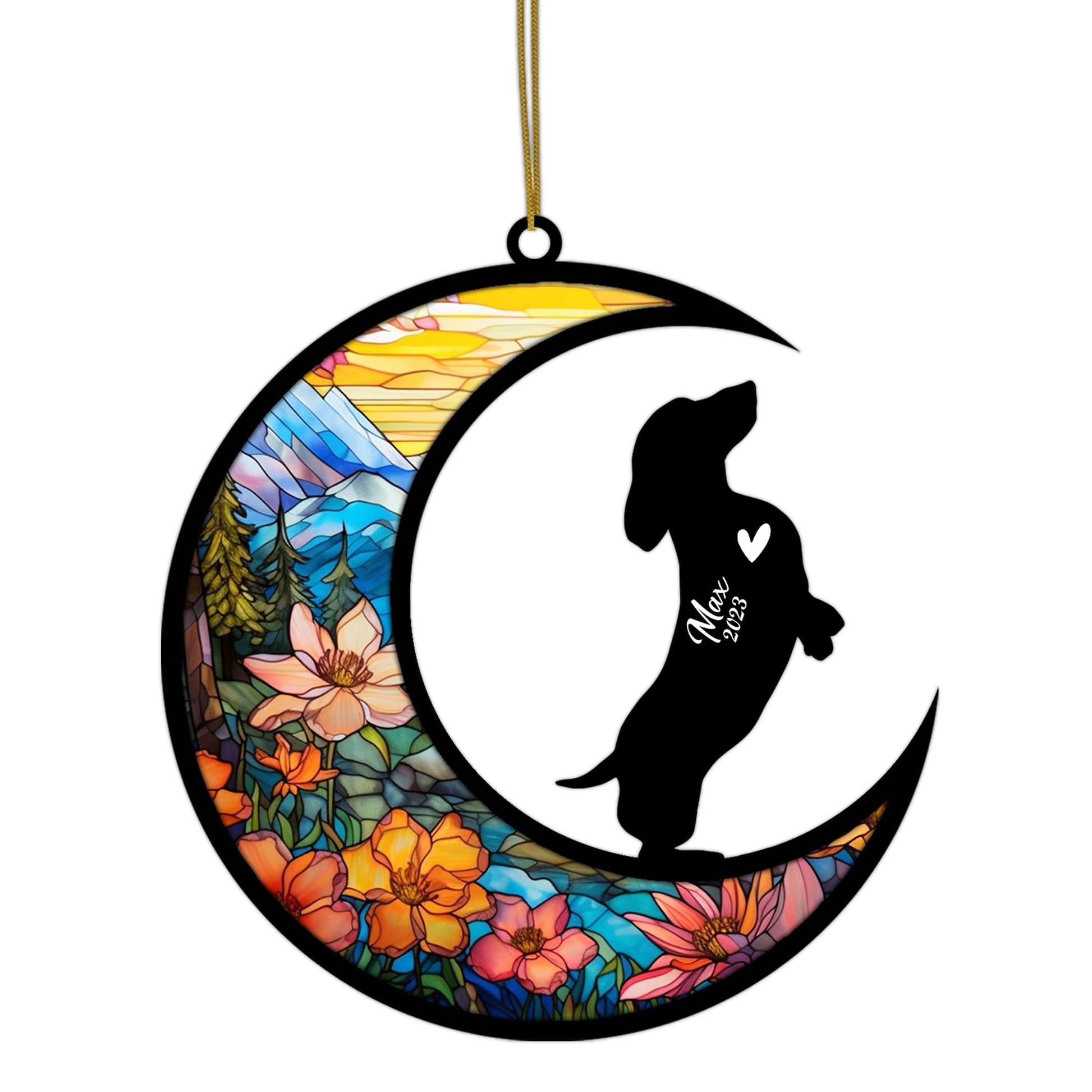 Personalized Dachshund Memorial Suncatcher Dachshund Christmas Ornament with Name Date Pet Loss Stained Glass Light Catcher Bereavement Gift Dog Memorial Ornament Loss of Pet Sympathy Gift