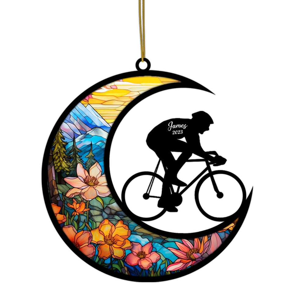 personalized Cycling ornament. Christmas ornaments for your tree this year and enjoy them for years to come as you watch your family grow. Or, give personalized ornaments as gifts to everyone on your list to remind them of special moments from the years gone by. As children grow, grandchildren arrive and new holiday traditions begin, your family, friends and loved ones will cherish the unique history and timeline that custom Christmas ornaments pass down for all to see