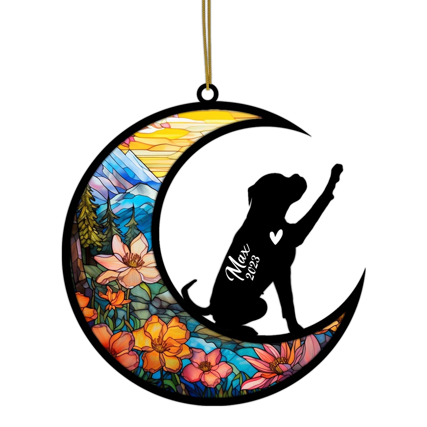 Personalized Boxer Dog Memorial Suncatcher Boxer Dog Christmas Ornament with Name Date Pet Loss Stained Glass Light Catcher Bereavement Gift Dog Memorial Ornament Loss of Pet Sympathy Gift
