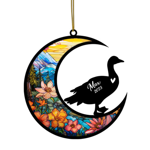 Duck Memorial Suncatcher, Pet Loss Suncatcher, Bereavement Duck Loss Gift Personalized with Name Suncatcher Gifts for Duck Lovers Hanging Ornaments for Xmas, Car, Window Decoration