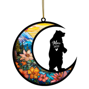 Custom Bear Memorial Suncatcher, Bereavement Gift for Bear Christmas Ornament with Name, Pet Loss Gifts for Bear Hanging Decor, Bear Lover Gifts Loss of Bear Sympathy Gift
