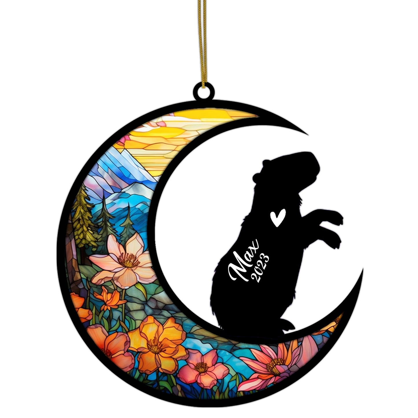 Custom Capybara Memorial Suncatcher, Bereavement Capybara Loss Gift, Pet Loss Light Catcher Capybara Memorial Ornament Personalized Capybara Name Sign Hanging Christmas, Capybara Lover Gift
