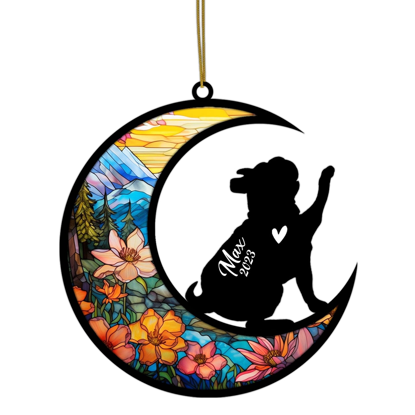 Personalized Bulldog Memorial Suncatcher Bulldog Christmas Ornament with Name Date Pet Loss Stained Glass Light Catcher Dog Memorial Ornament Loss of Pet Sympathy Gift Dog Bereavement Gift