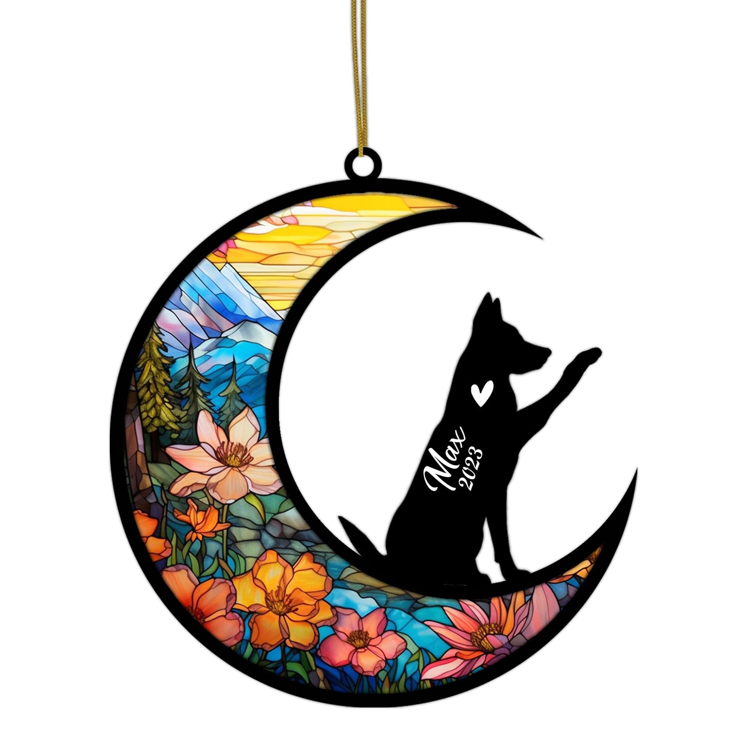Personalized German Shepherd Dog Memorial Suncatcher, German Shepherd Christmas Ornament with Name, Custom Dog Pose, Pet Loss Stained Catcher, Gifts for Dog Lovers Loss of Dog Sympathy Gift