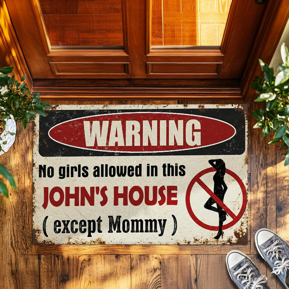Personalized Boys Room Doormat – Custom Name Warning Mat