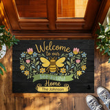 Personalized Bee Doormat – Custom Family Name Welcome Mat