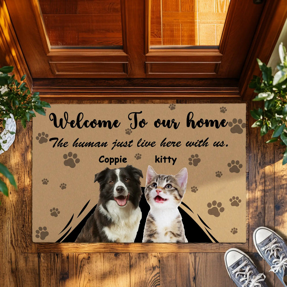 Personalized Paw Print Pet Doormat – Custom Dog & Cat Photo Mat