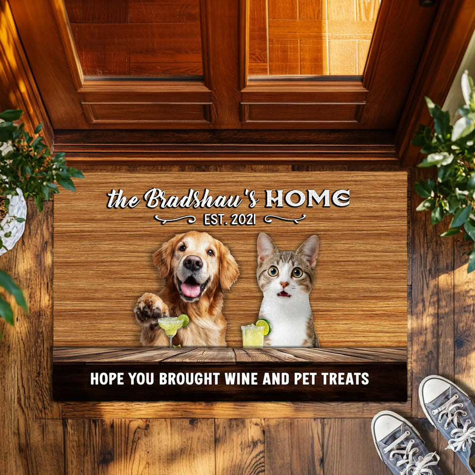 Personalized Pet Pub Doormat – Custom Family & Pet Photo Mat