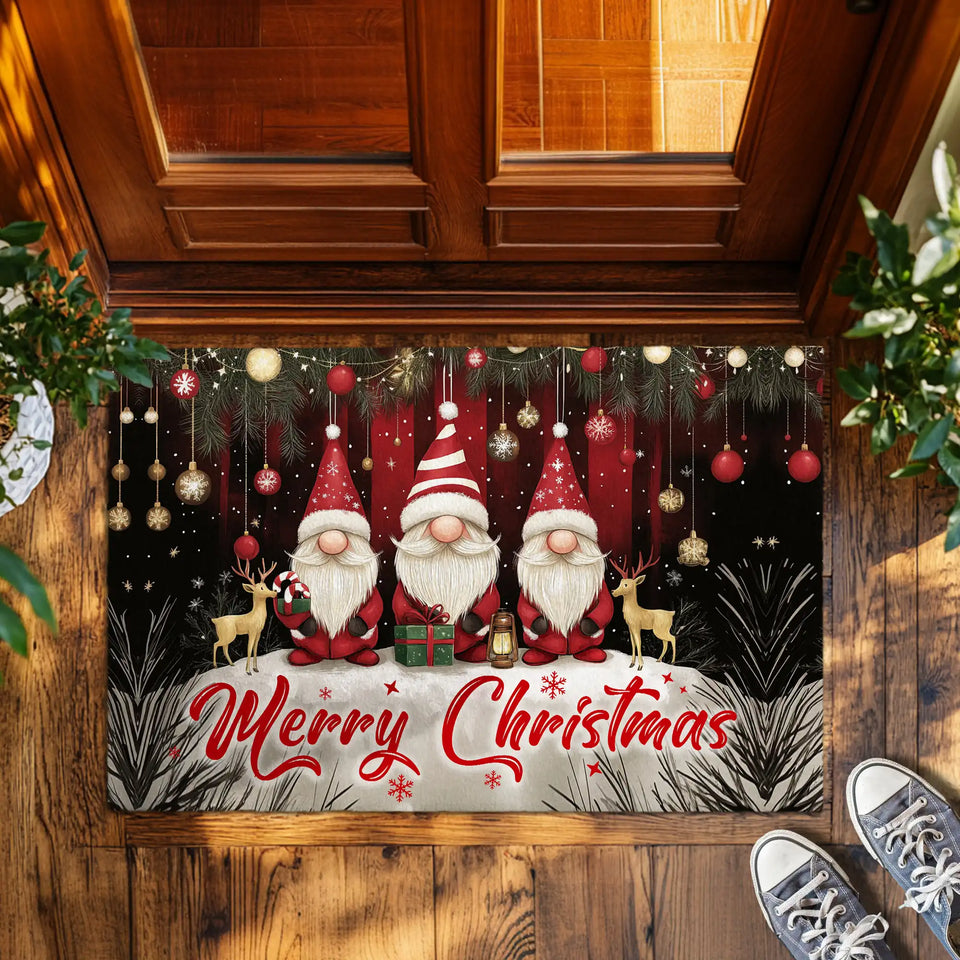 Christmas Gnome Doormat – Merry Christmas Holiday Welcome Mat