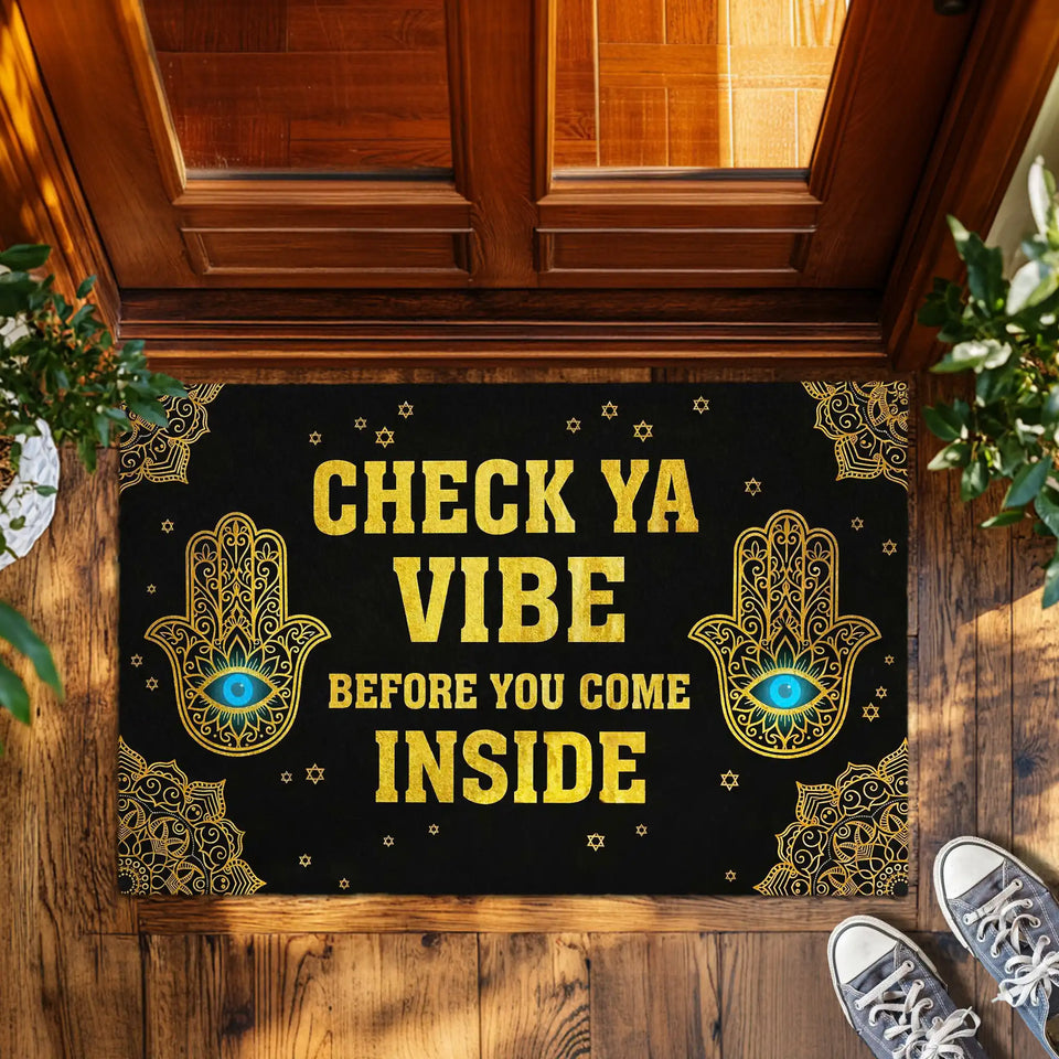Spiritual Hamsa Doormat – Evil Eye Good Vibes Welcome Mat