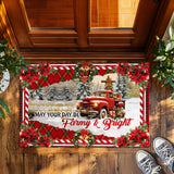 Farmhouse Christmas Doormat – Red Truck Holiday Welcome Mat
