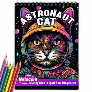 Astronaut Cat Spiral Bound Coloring Book, Blast off into Coloring Excitement with 30 Pages, Bringing Astronaut Cats and Cosmic Adventures to Life