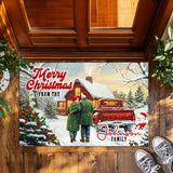 Personalized Family Christmas Doormat – Red Truck Welcome Mat