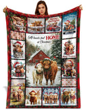 Highland Cow Christmas Blanket – Mooey Christmas Farmhouse Holiday Throw