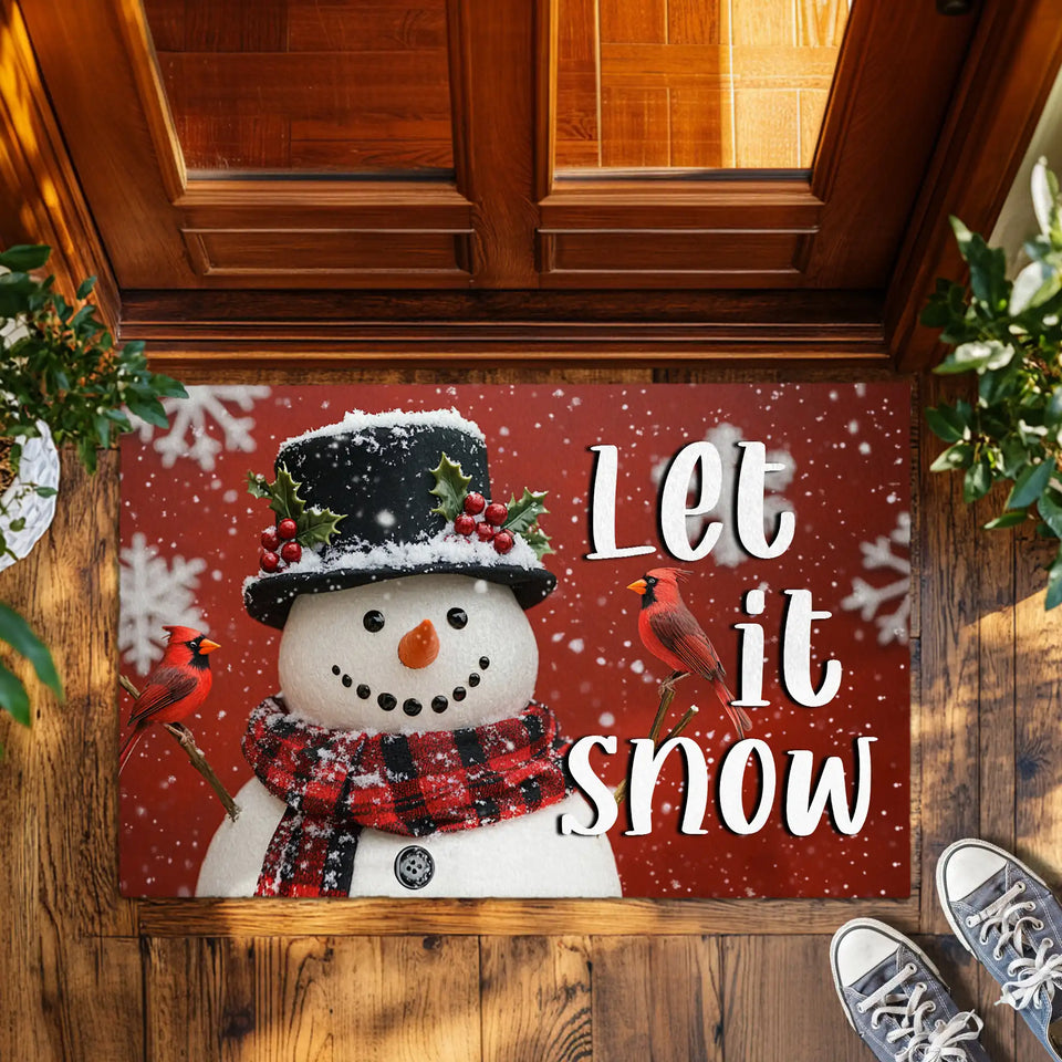 Snowman Christmas Doormat – Let It Snow Welcome Mat