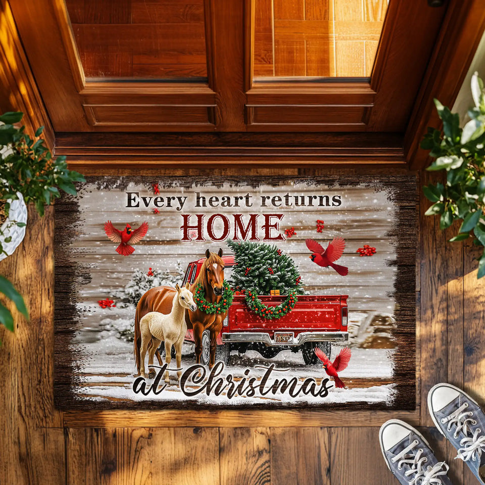 Christmas Horse Doormat – Rustic Farmhouse Holiday Welcome Mat