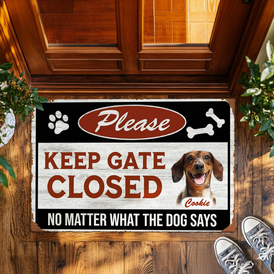 Personalized Dog Gate Doormat – Custom Pet Name Warning Mat