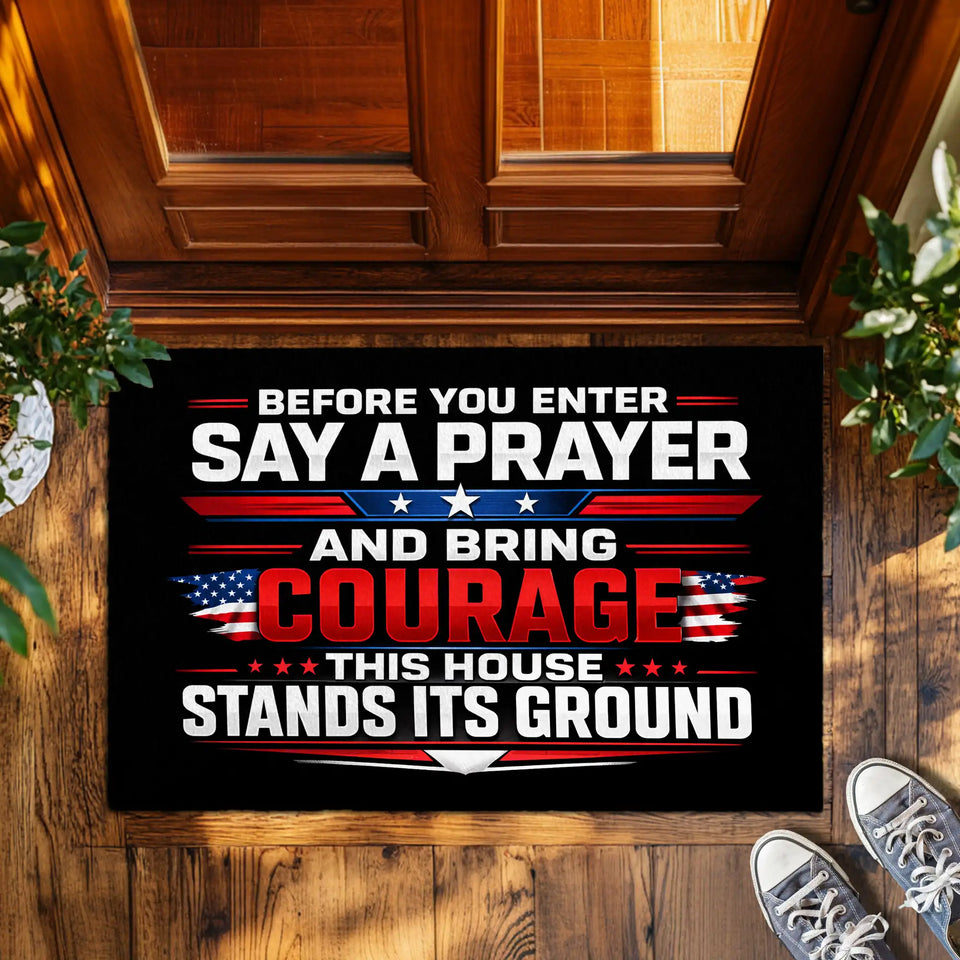 Patriotic Prayer Doormat – American Flag Welcome Mat