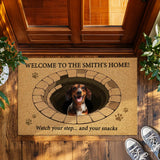 Funny Dog Trap Doormat – Watch Your Step & Snacks Welcome Mat