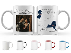 Personalized Long Distance Relationship Gifts Mug For Couples, Best friend, Family, I Wish You Lived Next Door Travel Cup 11oz, Photo Mug Gift, Friendship Gift Coffee Cups