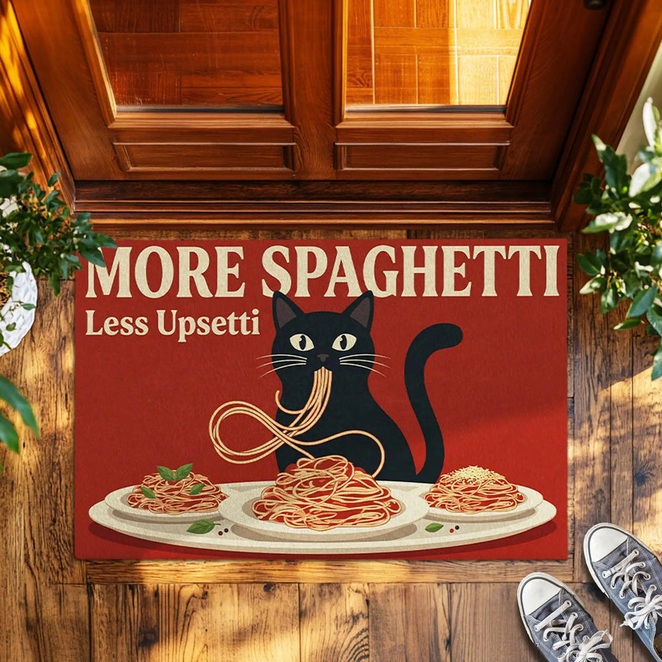 Funny Spaghetti Cat Doormat – Pasta Lover Welcome Mat