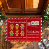 Personalized Gingerbread Family Christmas Doormat – Santa Mail Mat