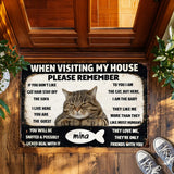Personalized Cat House Rules Doormat – Custom Pet Name Mat