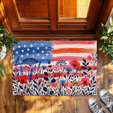Patriotic Wildflower Doormat – American Flag Floral Mat