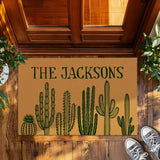 Personalized Cactus Doormat – Custom Family Name Welcome Mat